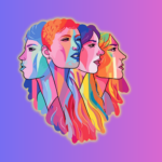 LGBT+ History Month With Image of four people with bright colours