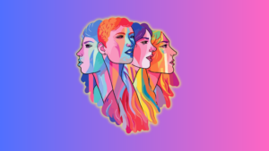 LGBT+ History Month With Image of four people with bright colours