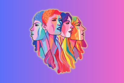 LGBT+ History Month With Image of four people with bright colours