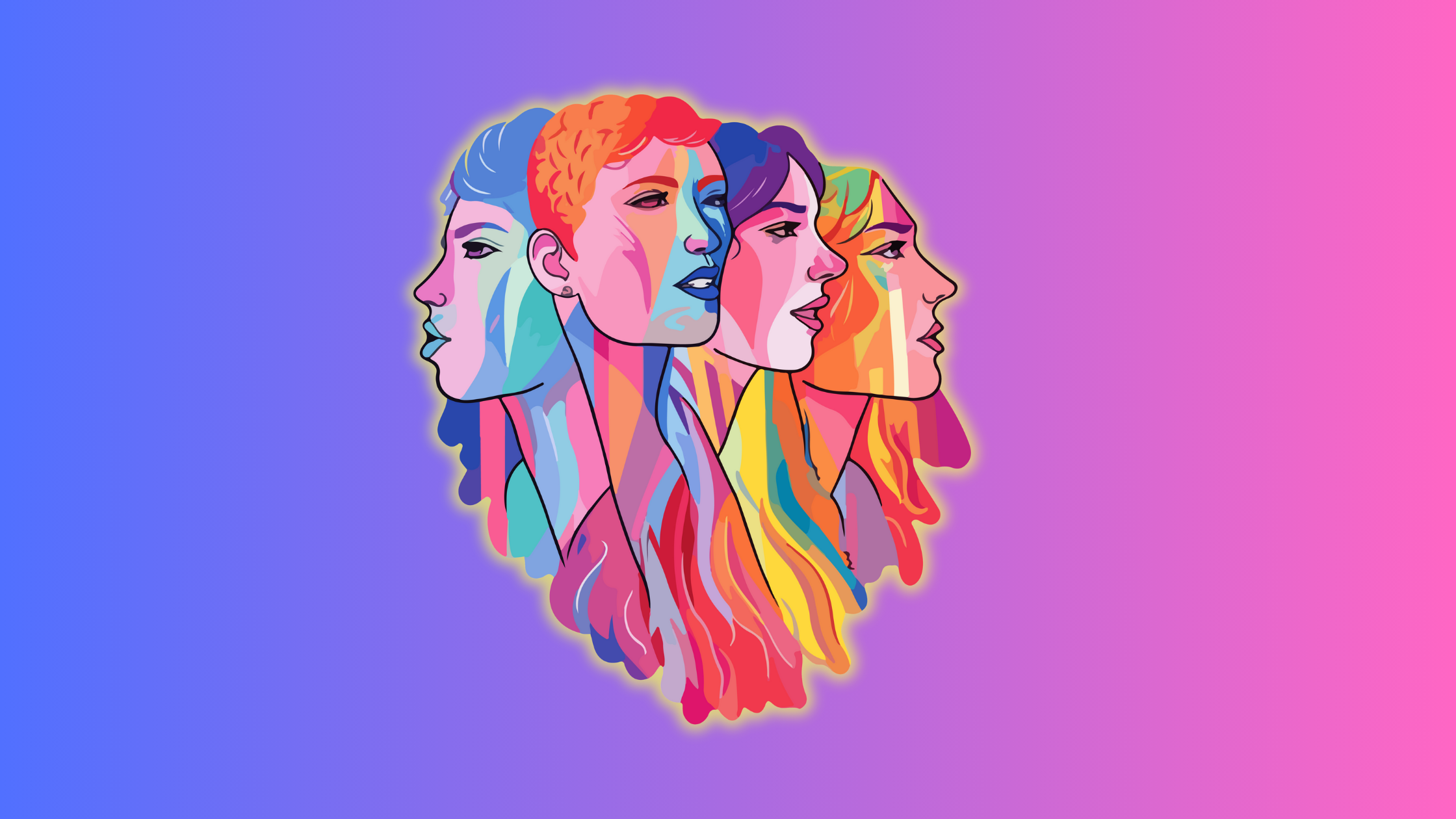 LGBT+ History Month With Image of four people with bright colours