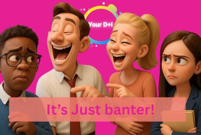people laughing and taking part in poor workplace banter